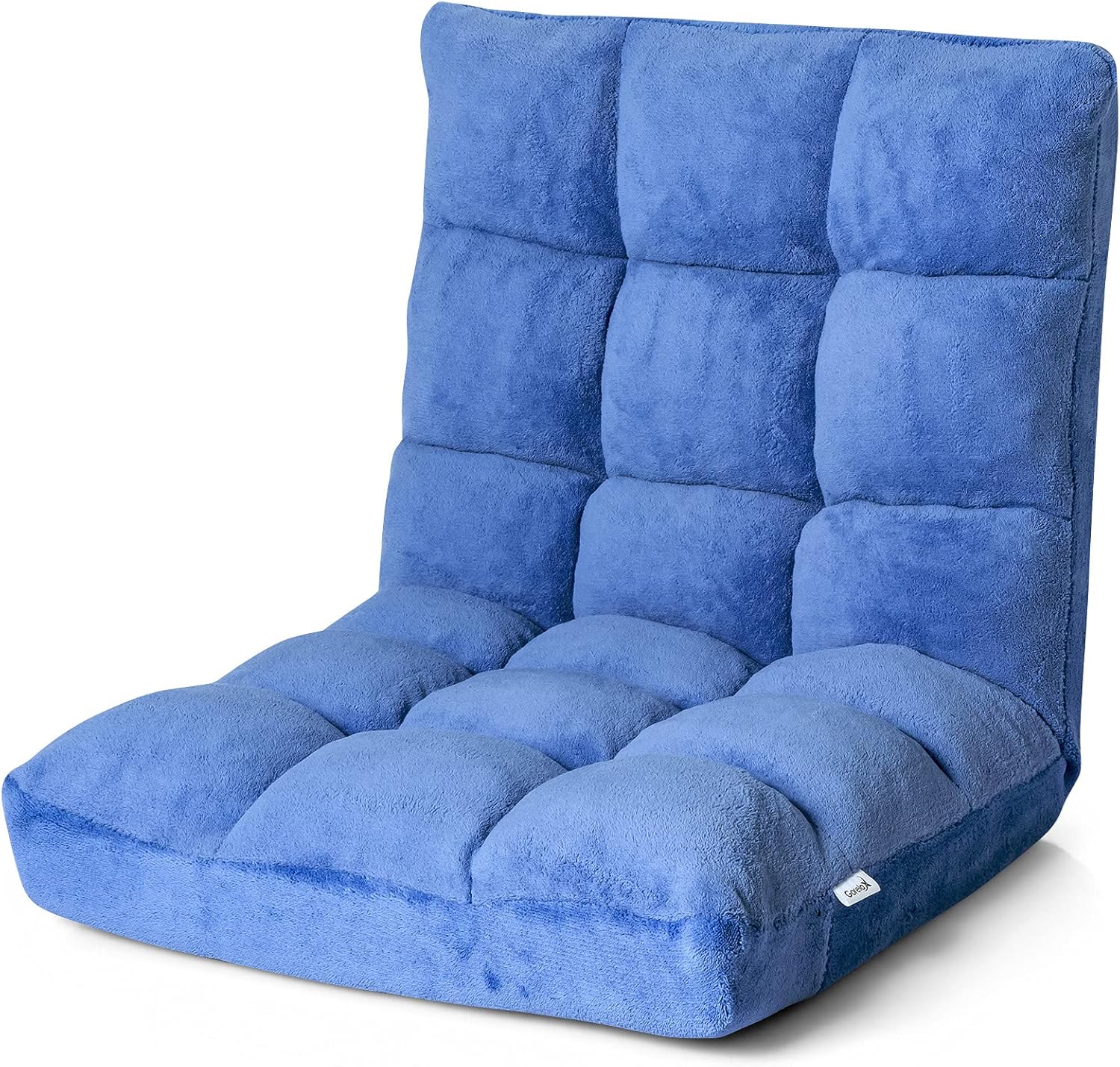 Składane Krzesło Ogrodowe, Fotel Rozkładany z 14-Stopniową Regulacją, Fotel Typu „Leniwe” z Wygodnym Aksamitem w Koralowym 105x56x15 cm (Niebieski)