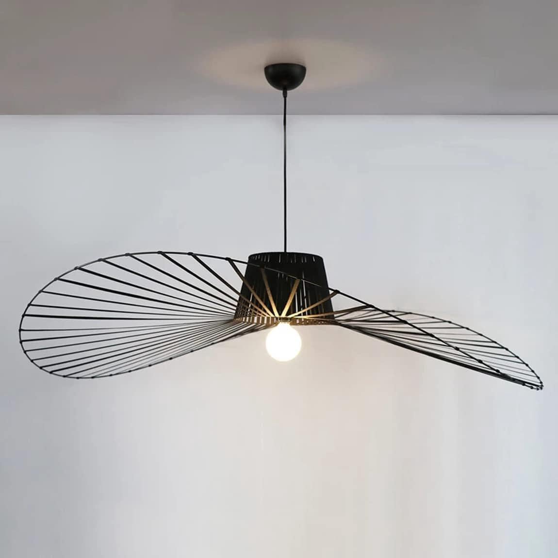 Lustre Suspension Blanc 120 cm, Lampe Vintage Suspension Rétro LED Salon Lustre for Intérieur Salon Fibre De Verre +Polyuréthane De Chapeau LED E27,B - 3