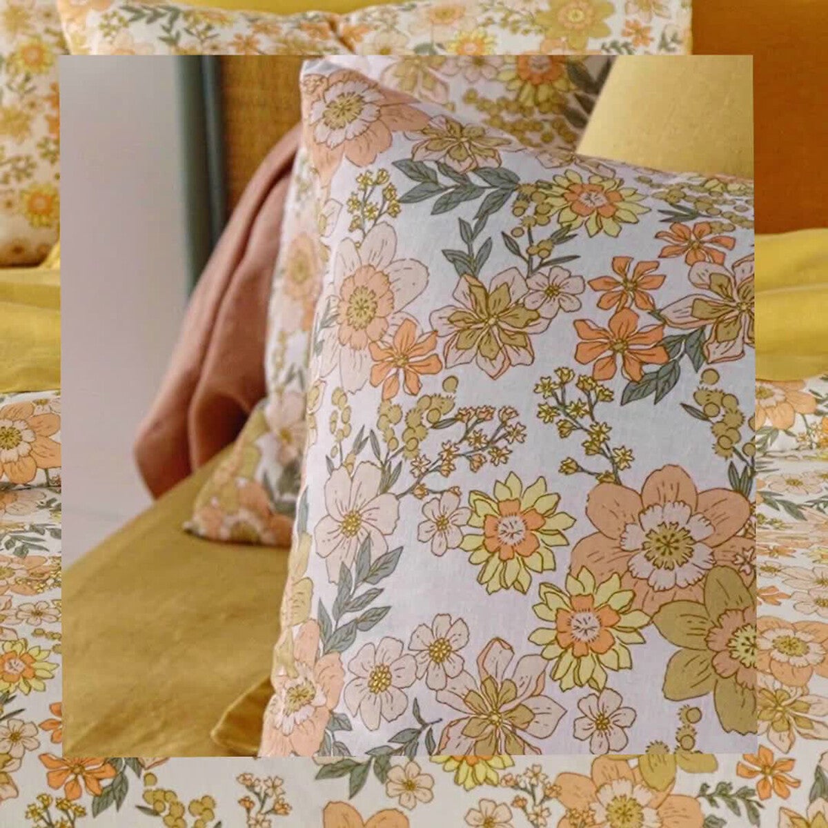 Drap plat coton/lin lavé, Rosemary - Imprimé fleurs - 180 x 290 cm - 3