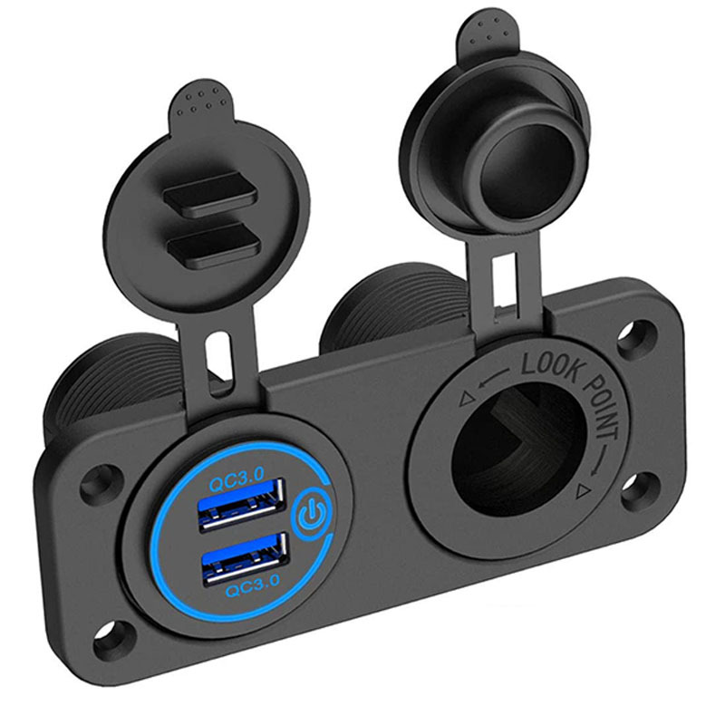 Prise allume-cigare 12 V avec rpartiteur QC3.0, double port USB, chargeur  de voiture tanche 5 V/2,1 A pour voiture et bateau | Leroy Merlin