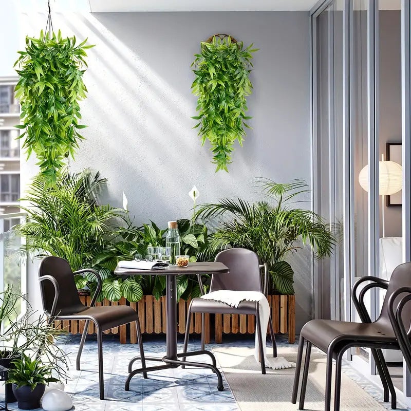 4 plantas colgantes artificiales de 79 cm, resistentes a los rayos UV, realistas, con hojas colgantes artificiales para el hogar y el exterior. - 8