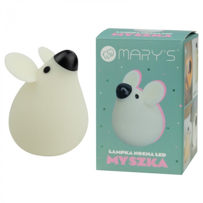 Lampka nocna LED Biała Myszka do pokoju dziecka bezprzewodowa ściemnialna Mary's MW20728