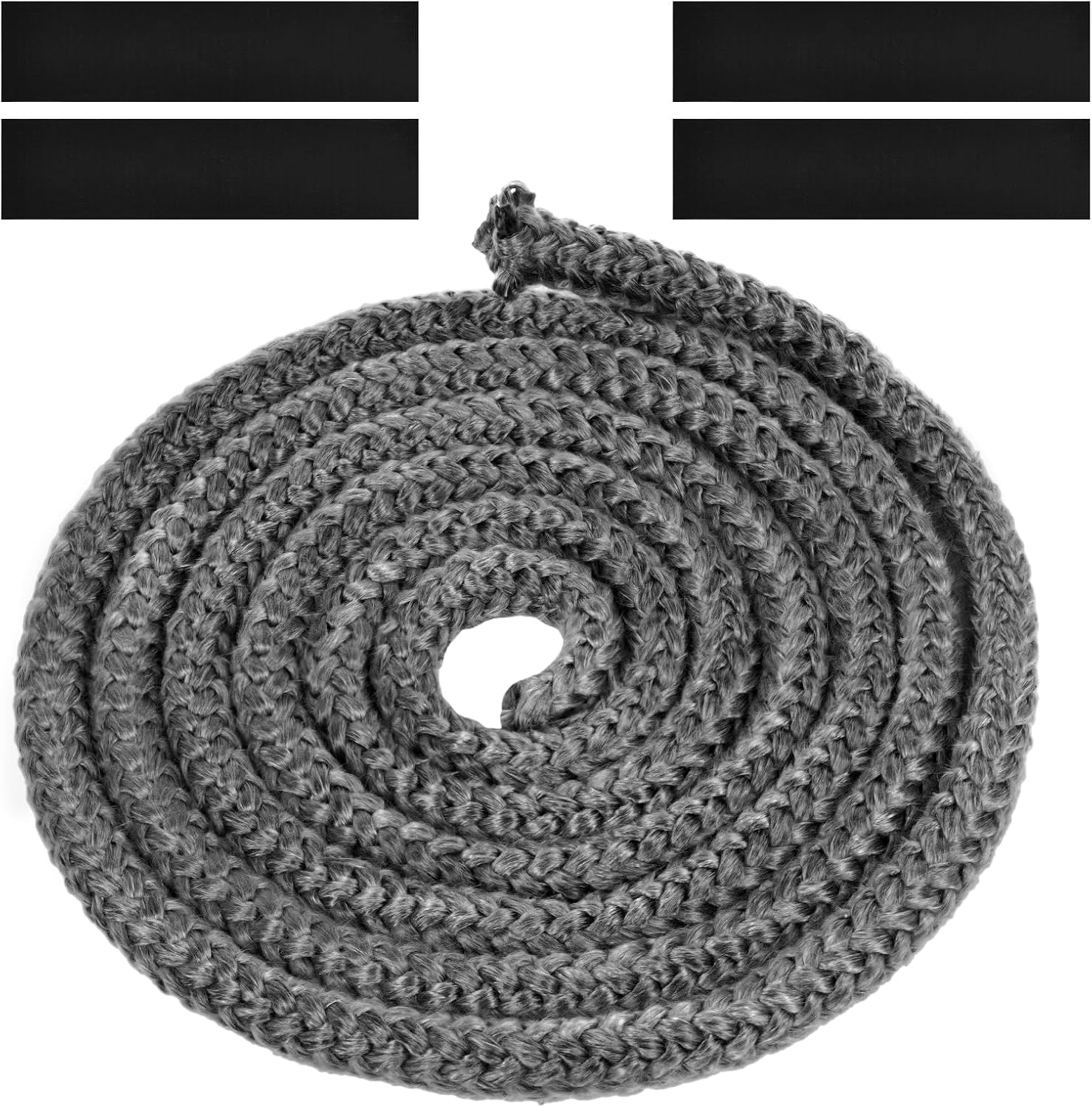 Uszczelka pleciona do wkładu i pieca, 12 mm x 5 m, uszczelka z włókna szklanego z 4 taśmami, do pieca opalanego drewnem, kominka, ciemnoszara