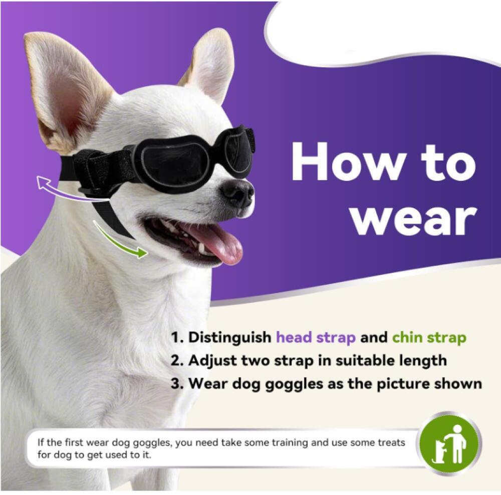 Noir Lunette pour Chien Anti-UV Anti-Neige Lunettes pour Petit Chien Chiot Chat Lunettes de Protection - 4
