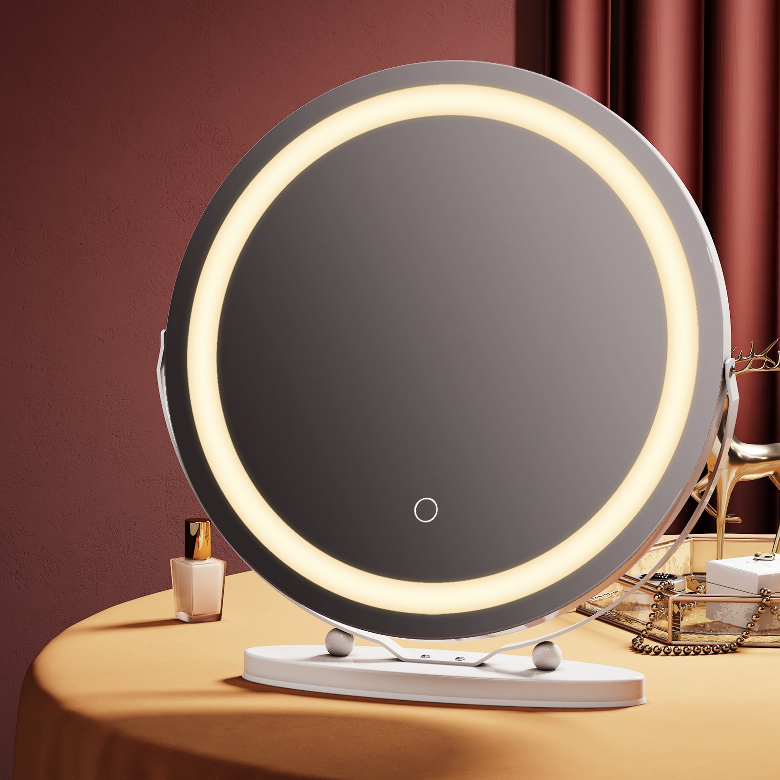 Miroir De Maquillage Lumineux, Rechargeable, Portable, Ultra-fin, Avec