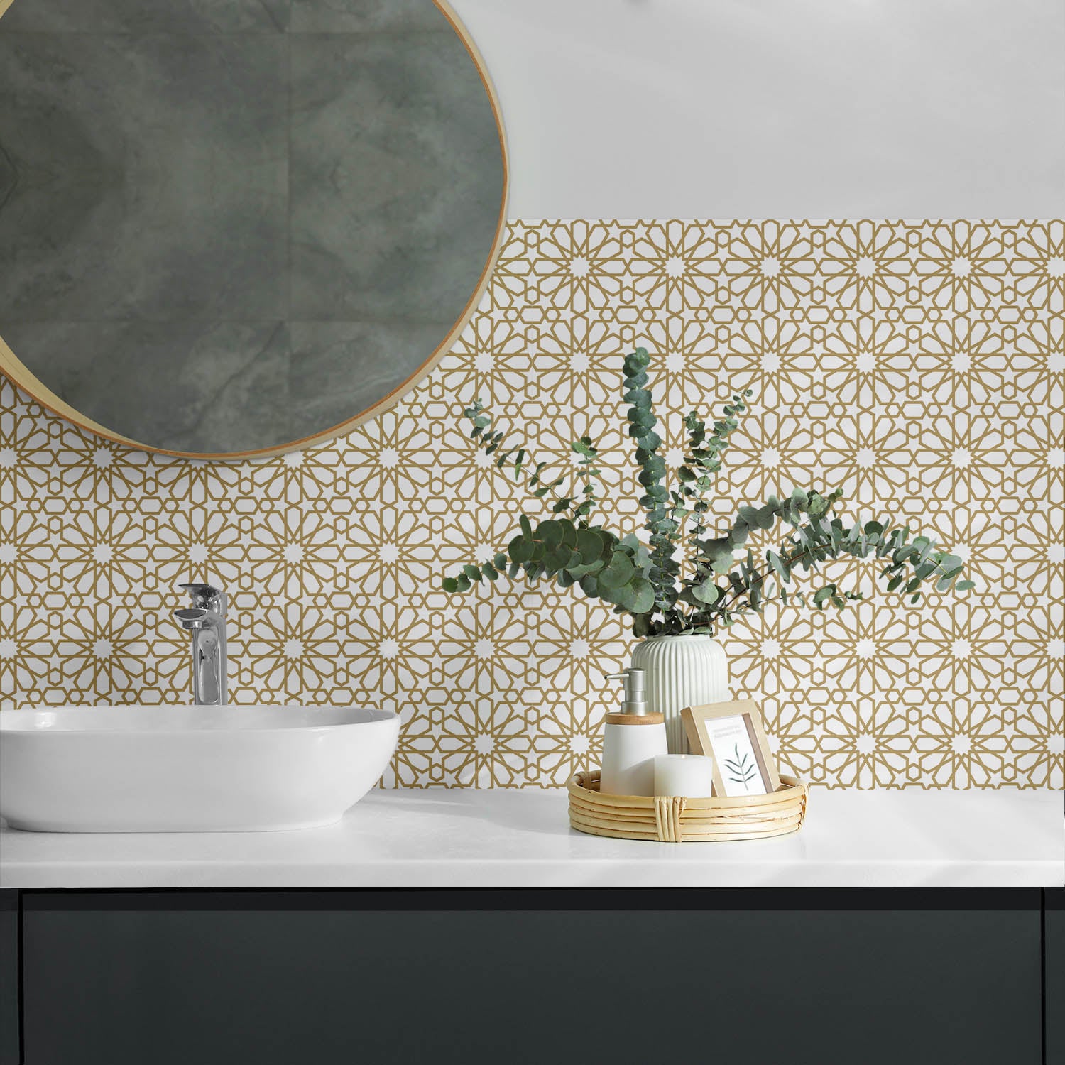 Panneaux muraux décoratifs, panneaux en PVC | 6x60x30 cm |Motif géométrique avec étoiles - 4