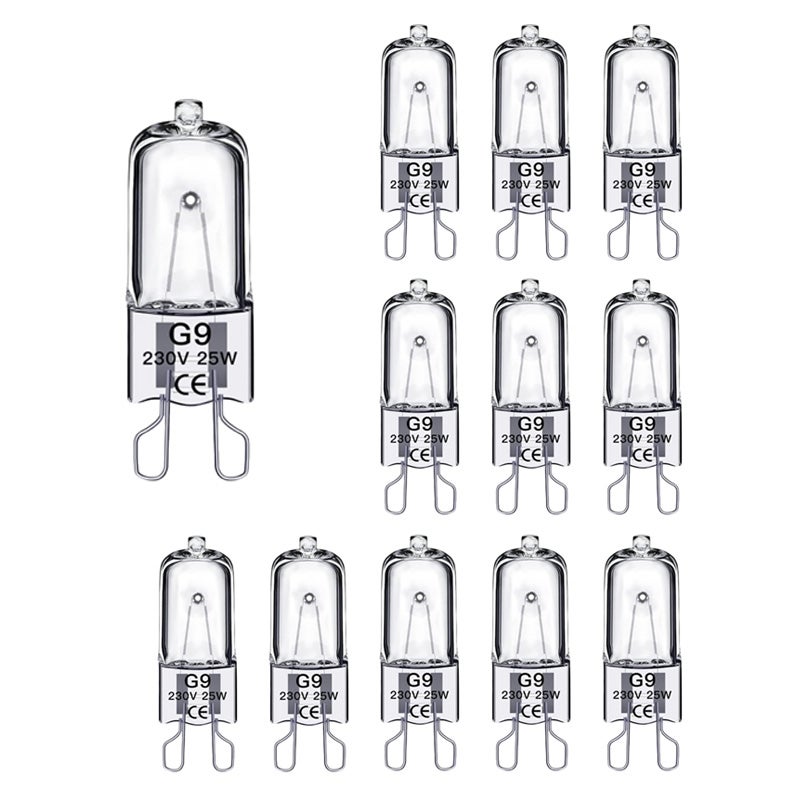 Żarówka halogenowa G9 25W, ściemnialna, 230V, do piekarnika i mikrofalówki, lampa stołowa, 12 szt.