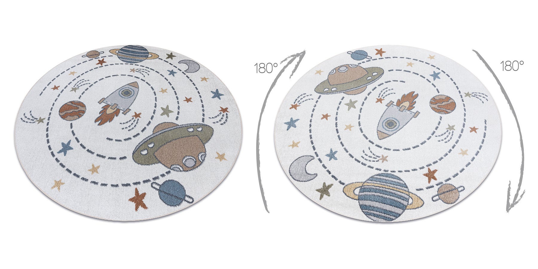 Tappeto BONO 8288 cerchio Spazio, pianeti crema/antracite rotondo 160 cm - 2