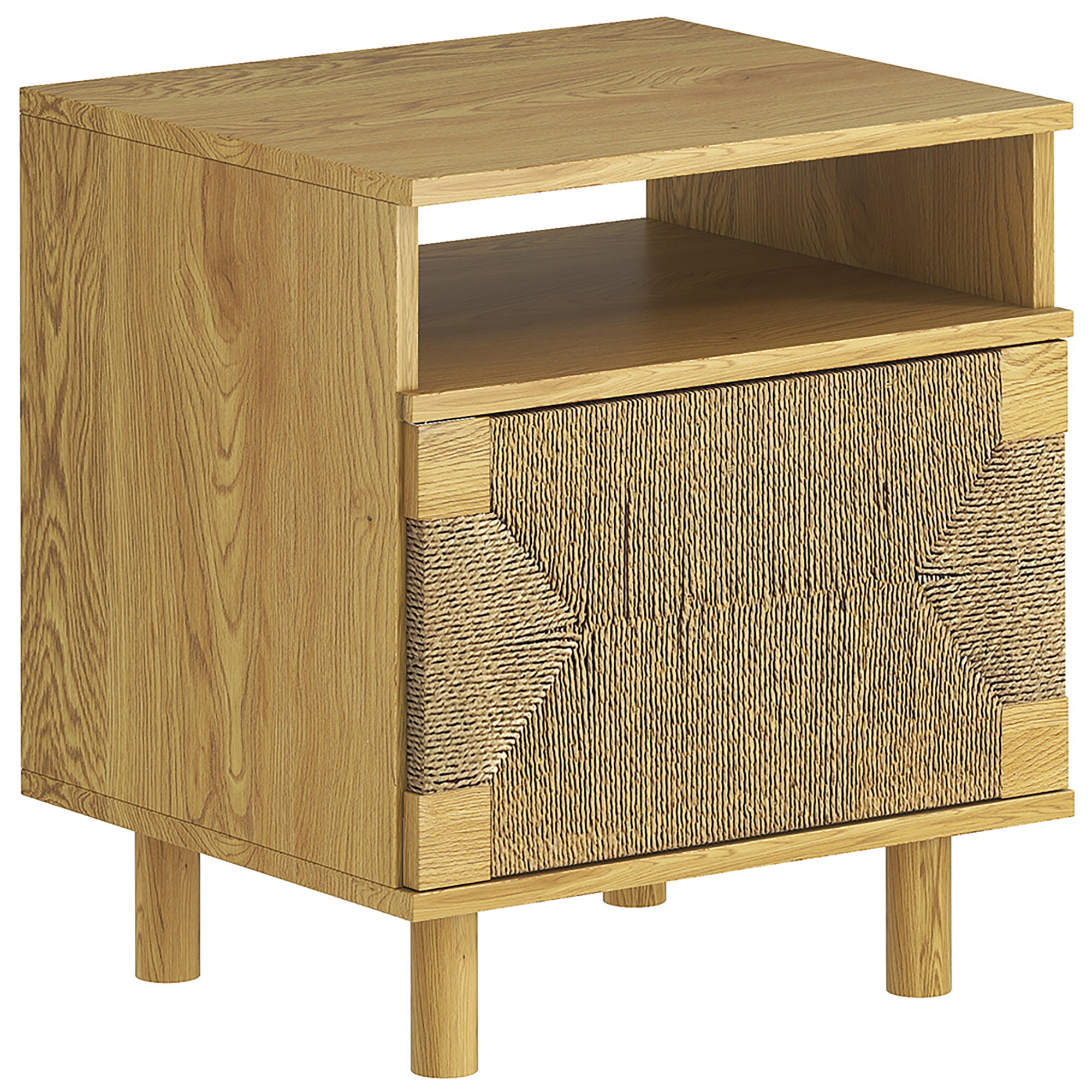 Homcom  Mesita De Noche Melamina De Madera, Cuerda De Papel Roble 45X39x50 Cm 83D-043V00ak , Leroy Merlin