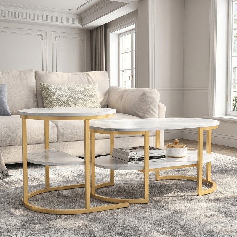 Lot de 2 tables basses avec espace de rangement, moderne Table basse ...