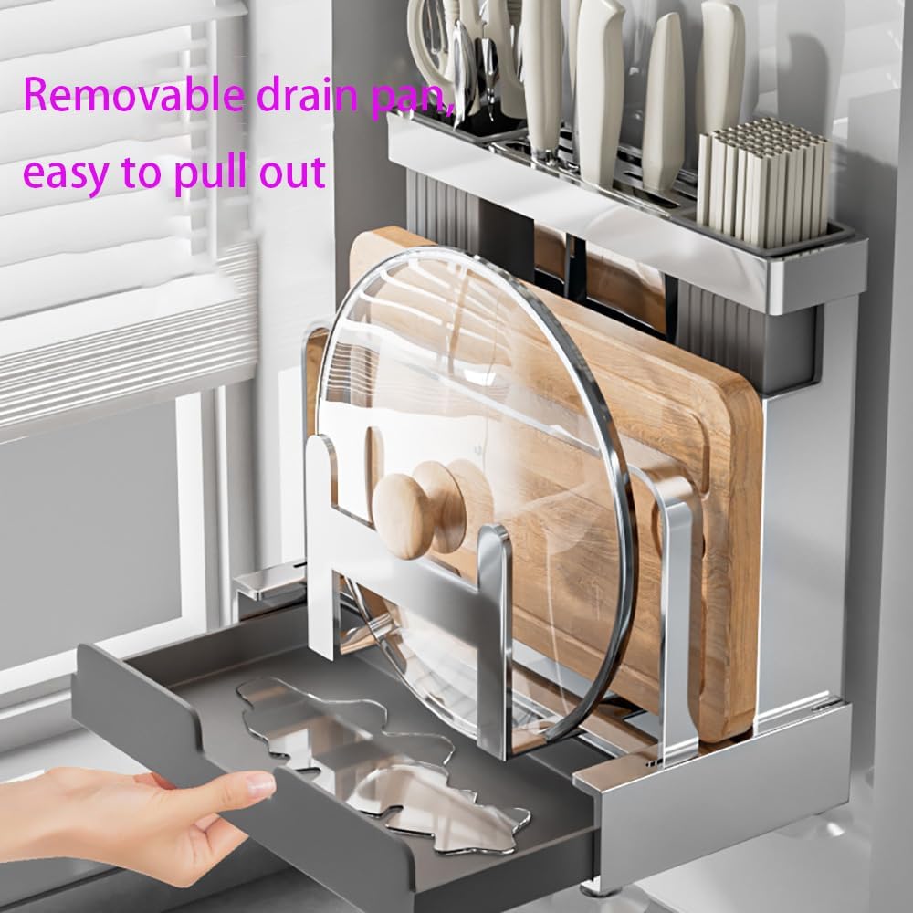 Soporte Extraíble Para Tapa De Olla, Organizador De Ollas Y Sarten De Cocina Debajo Del Gabinete, Organizador De Ollas Y Sarten, Tante Dlizante Para Secado De Platos - AliExprs 15