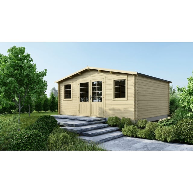 Abri de jardin en bois - 21.42m2 - 5.1x4.2m - Ep. 34mm - Couleur: naturel - DOM746 - ALTANKA