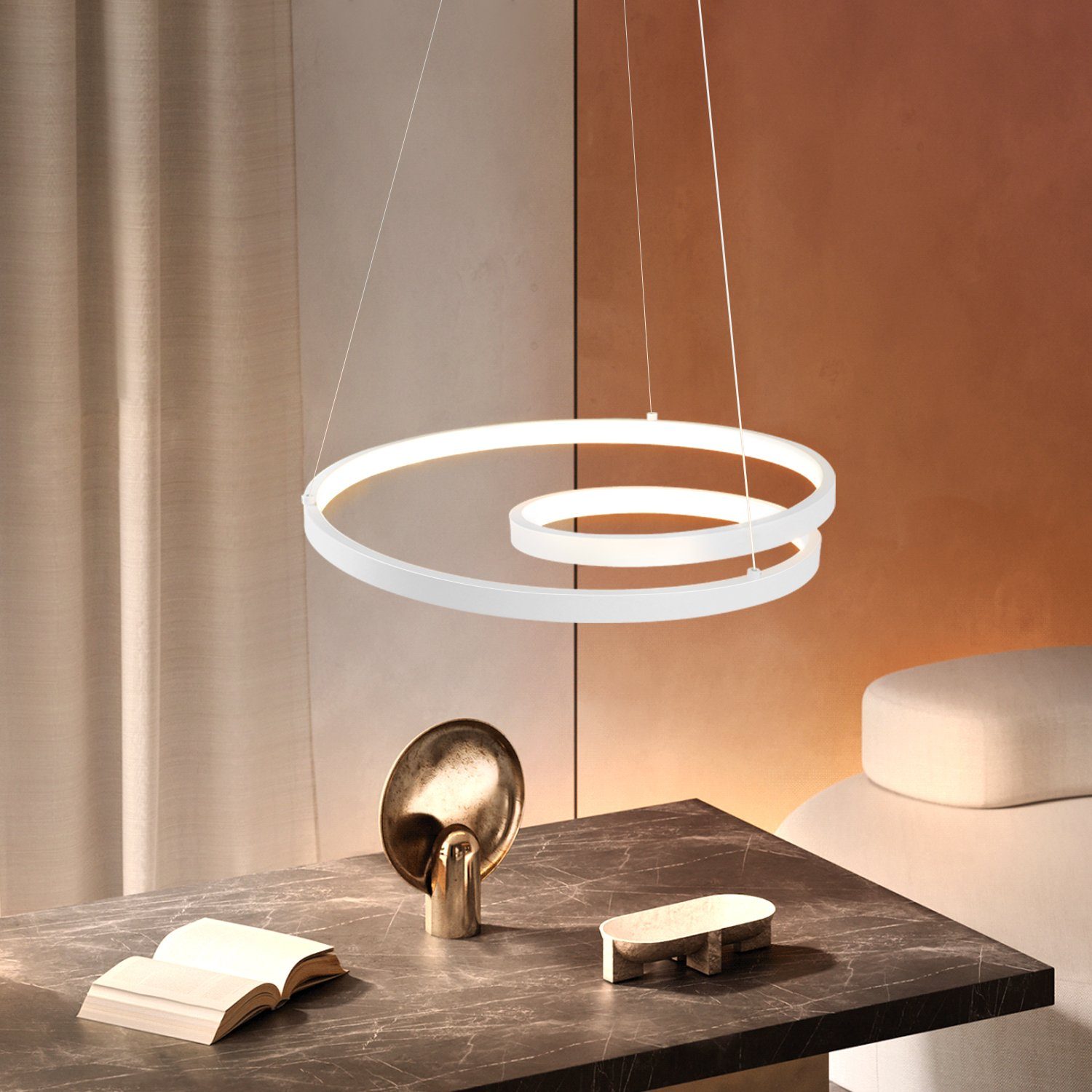 NETTLIFE Lampadario Moderno a Sospensione a LED in Ferro 34W Bianco Diam.40cm Dimmerabile Un Design Creativo per Soggiorno Camera da Letto Cucina - 9