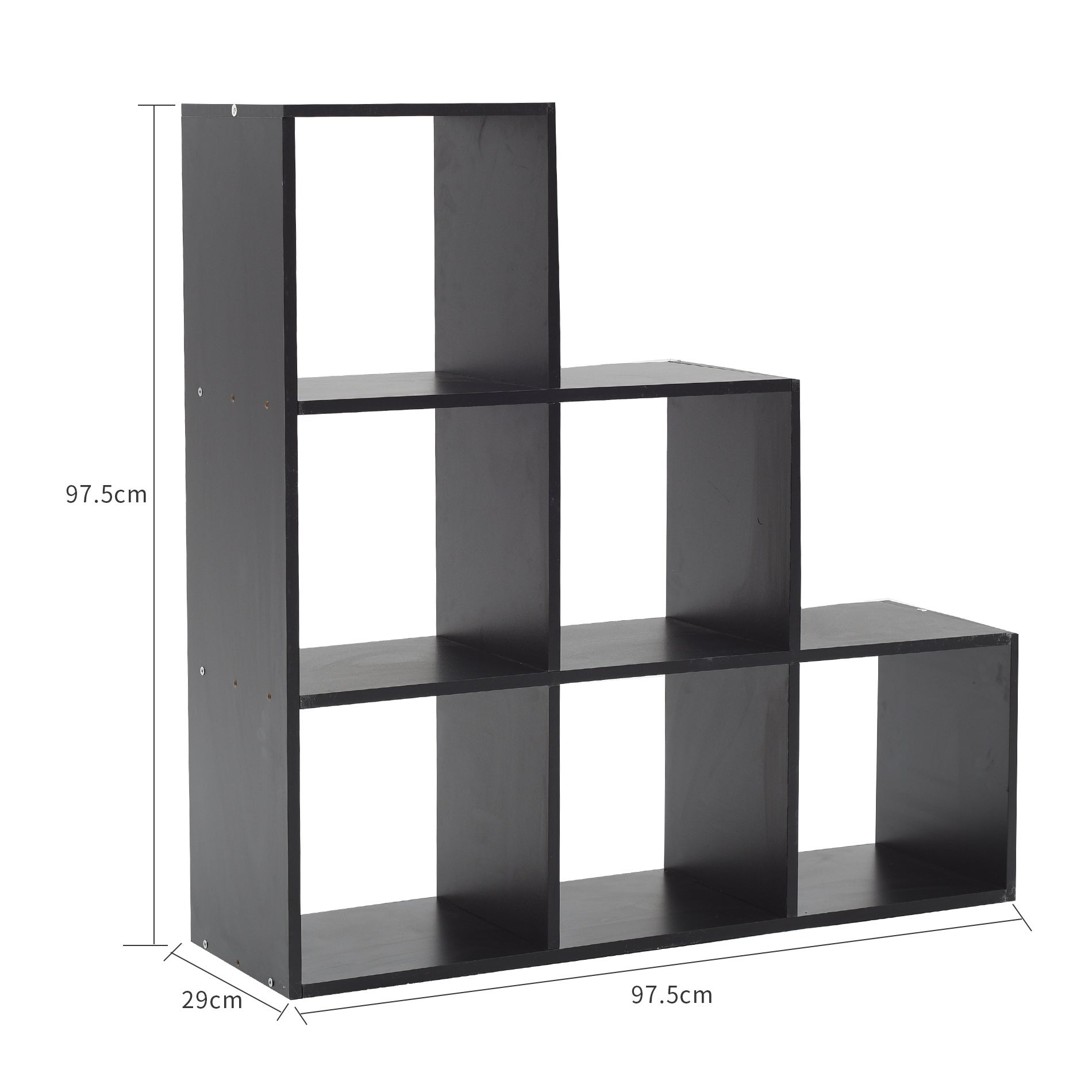 Libreria A Terra Mobili Rebecca Scaffale Nero 6 Vani Mdf 97,5x97,5x29 - 2