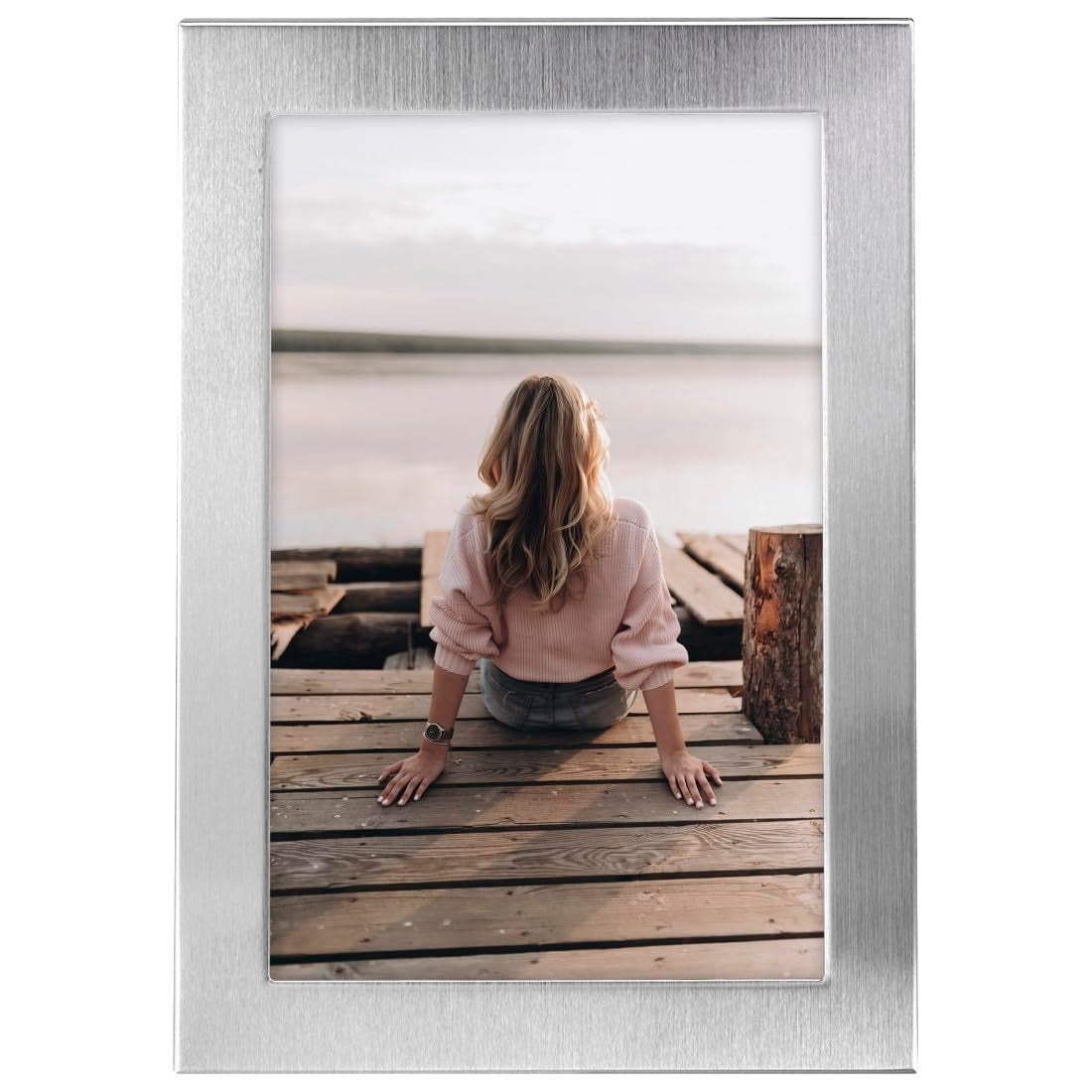 Hama Cornice Portafoto Lilly – Alluminio Argento, 10x15 Cm, Da Tavolo O Parete