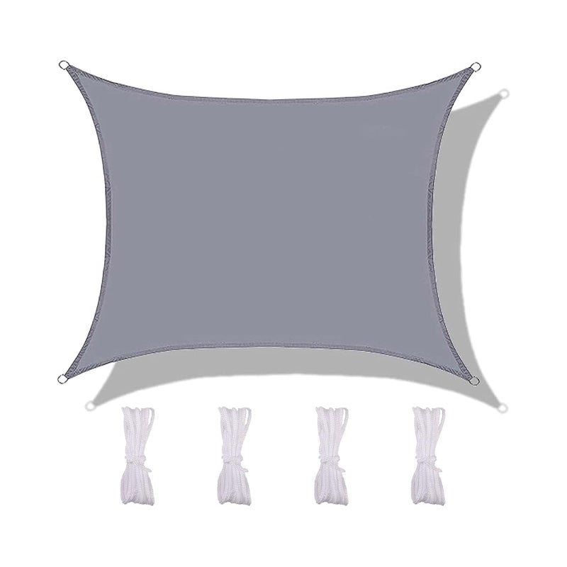 Żagiel przeciwsłoneczny prostokątny, wodoodporny i odporny na promieniowanie UV, na tarasy, do ogrodów, trawników, 2,5 x 3 m, szary