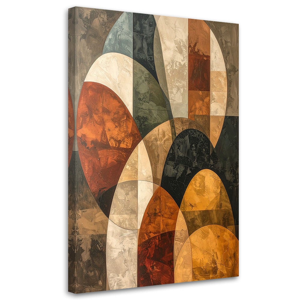 Obraz do salonu sypialni biura loftu, Abstrakcja geometryczna w beżowo brązowych kolorach 60x90