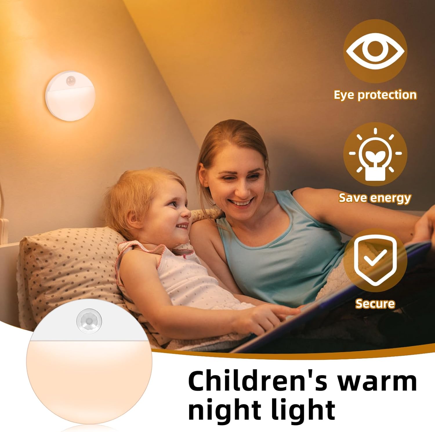 Lampka nocna z czujnikiem ruchu – 4 diody LED, zasilana bateryjnie – automatyczne włączanie, do korytarza, schodów, sypialni, praktyczna i ekonomiczna - 3