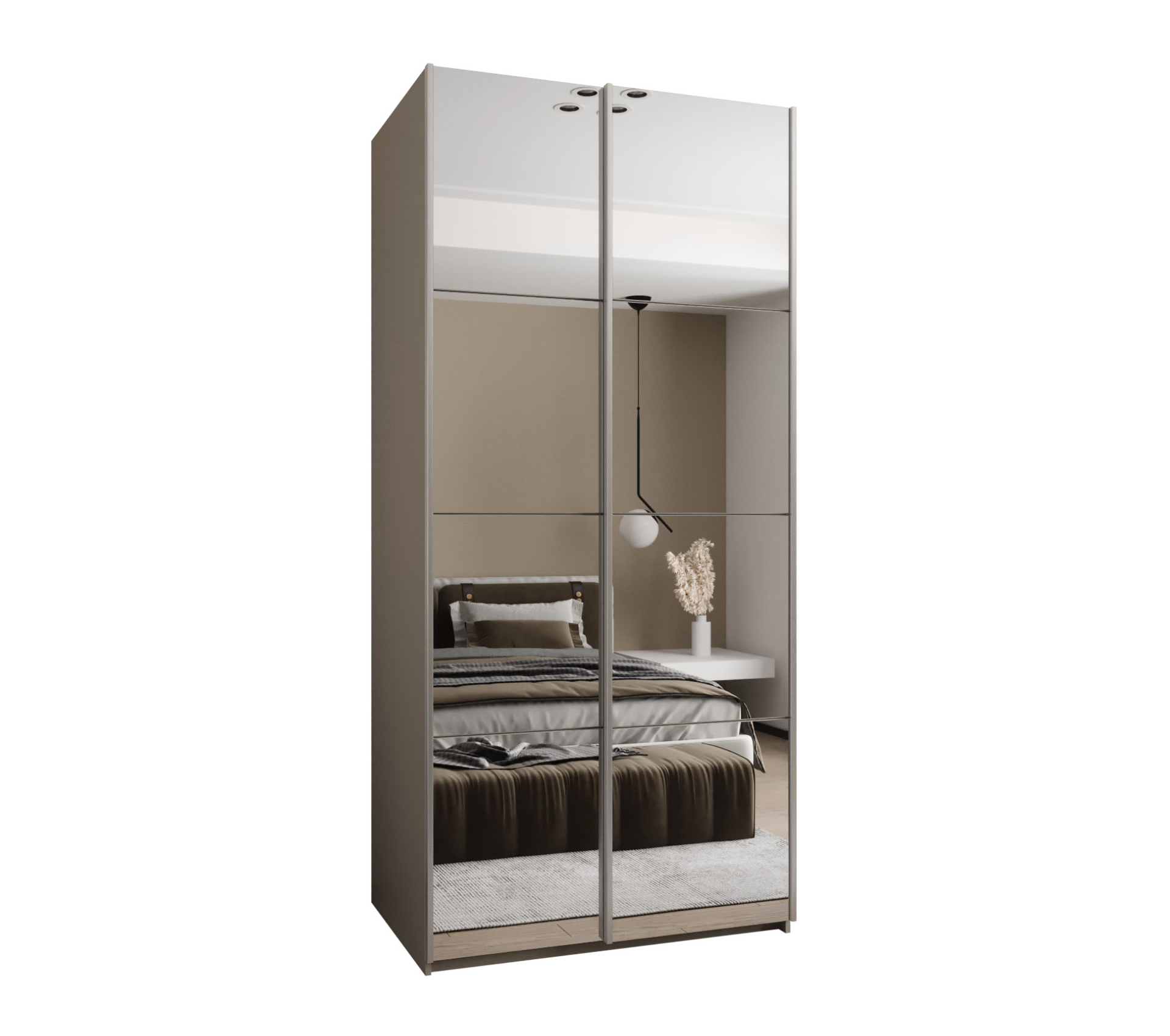 Szafa przesuwna wysoka Lux 2 100 x 64 x 245,5 cm kaszmir + kaszmir + u. srebrny - Abiks Meble