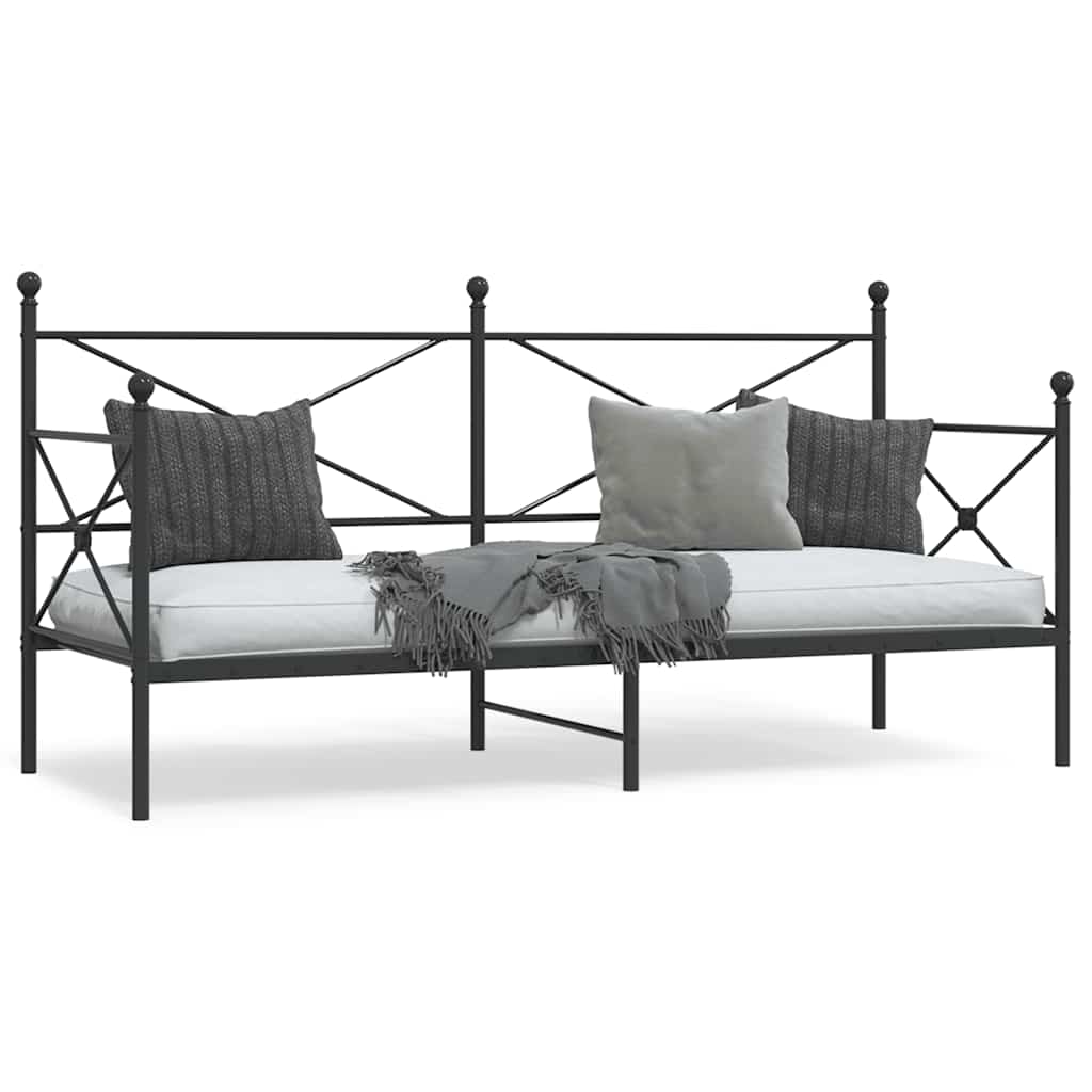 Łóżko dzienne bez materaca czarne 90x200 cm stalowe vidaXL