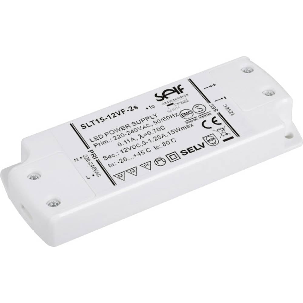 Self Electronics SLT15-12VF-2S Transformateur pour LED, Driver de LED à tension constante 15 W 1.25 A 12 V/DC montage - 2