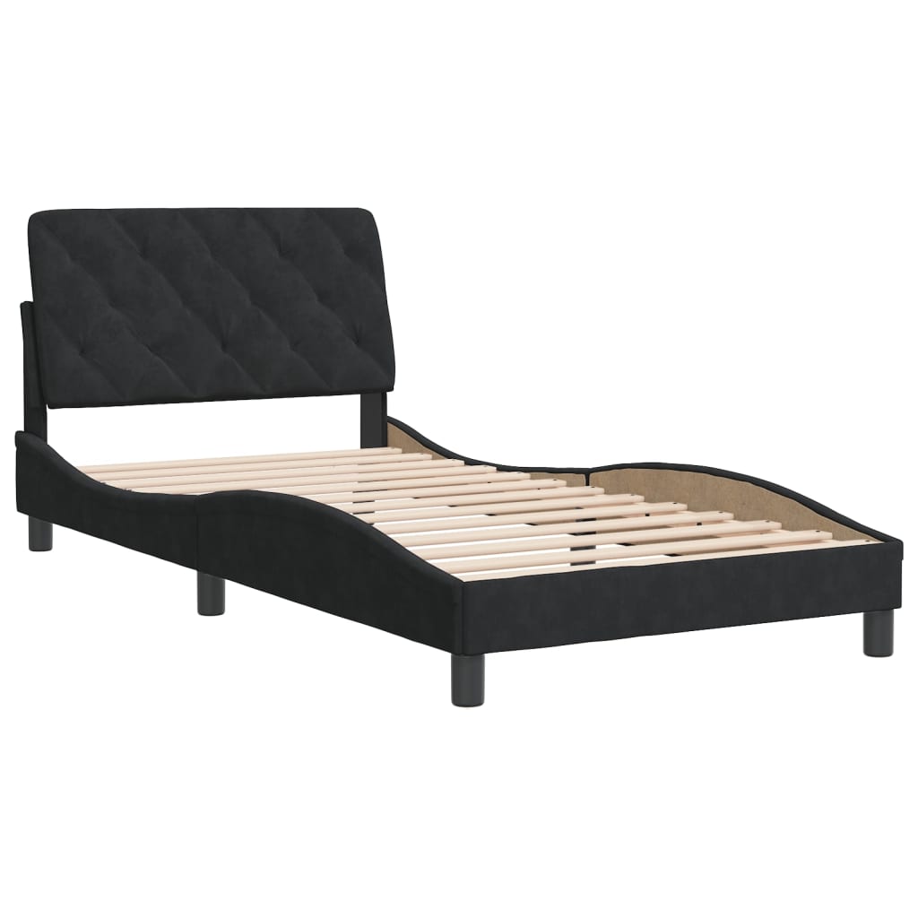 Cadre de lit sans matelas noir, velours, pour la chambre, 100 × 200 cm - 3