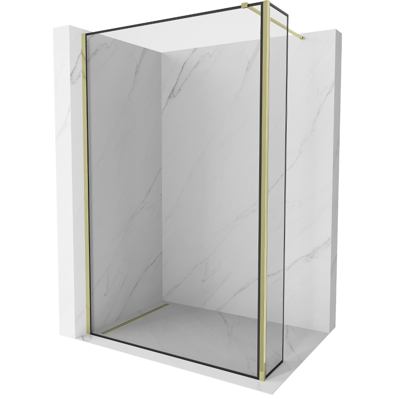 Mexen Kioto ścianka prysznicowa Walk-in 140 x 30 cm, czarna ramka, złota - 800-140-212-50-70-030