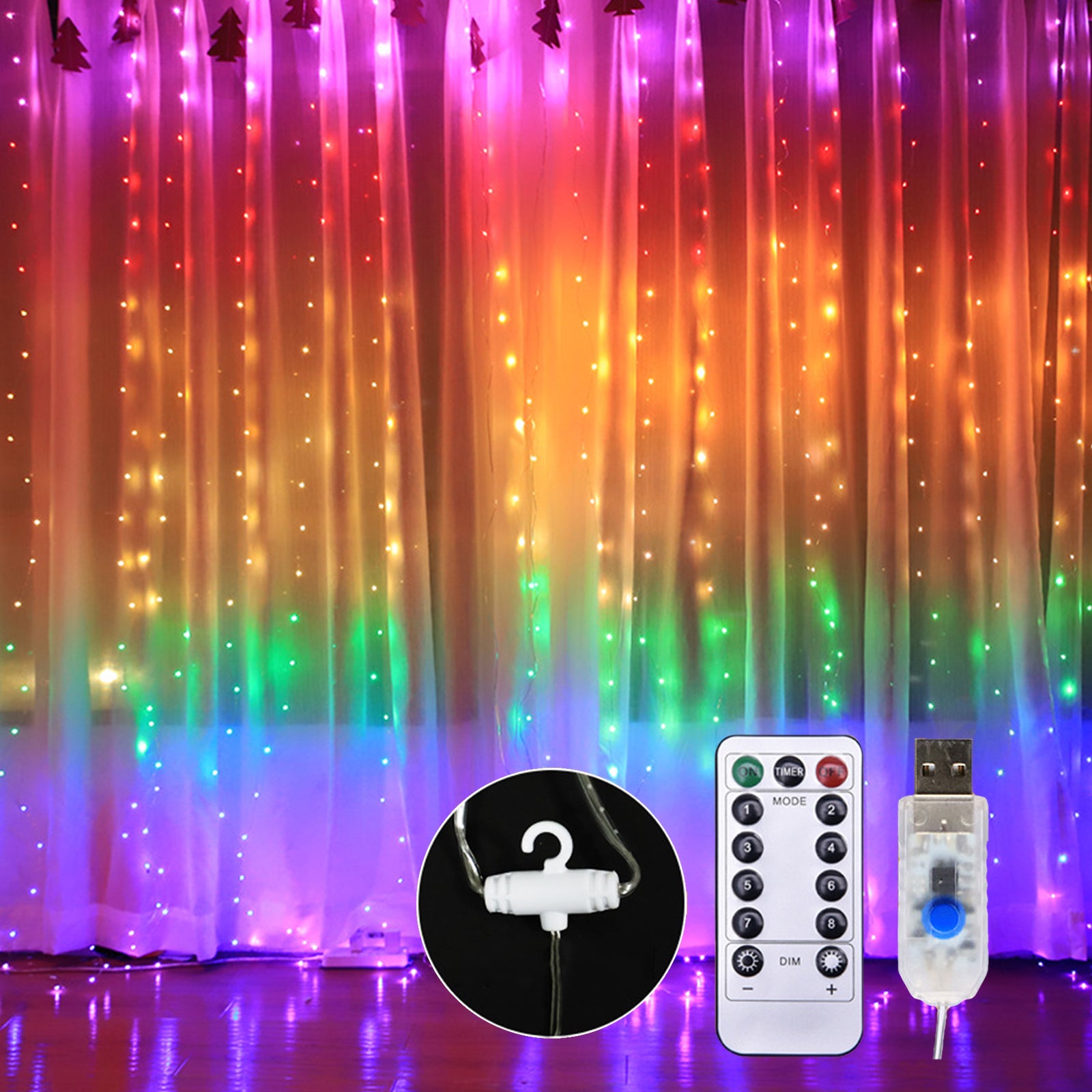 10 X 9FT 280LEDs Stringa di luci per tende arcobaleno Lucine per tende ...