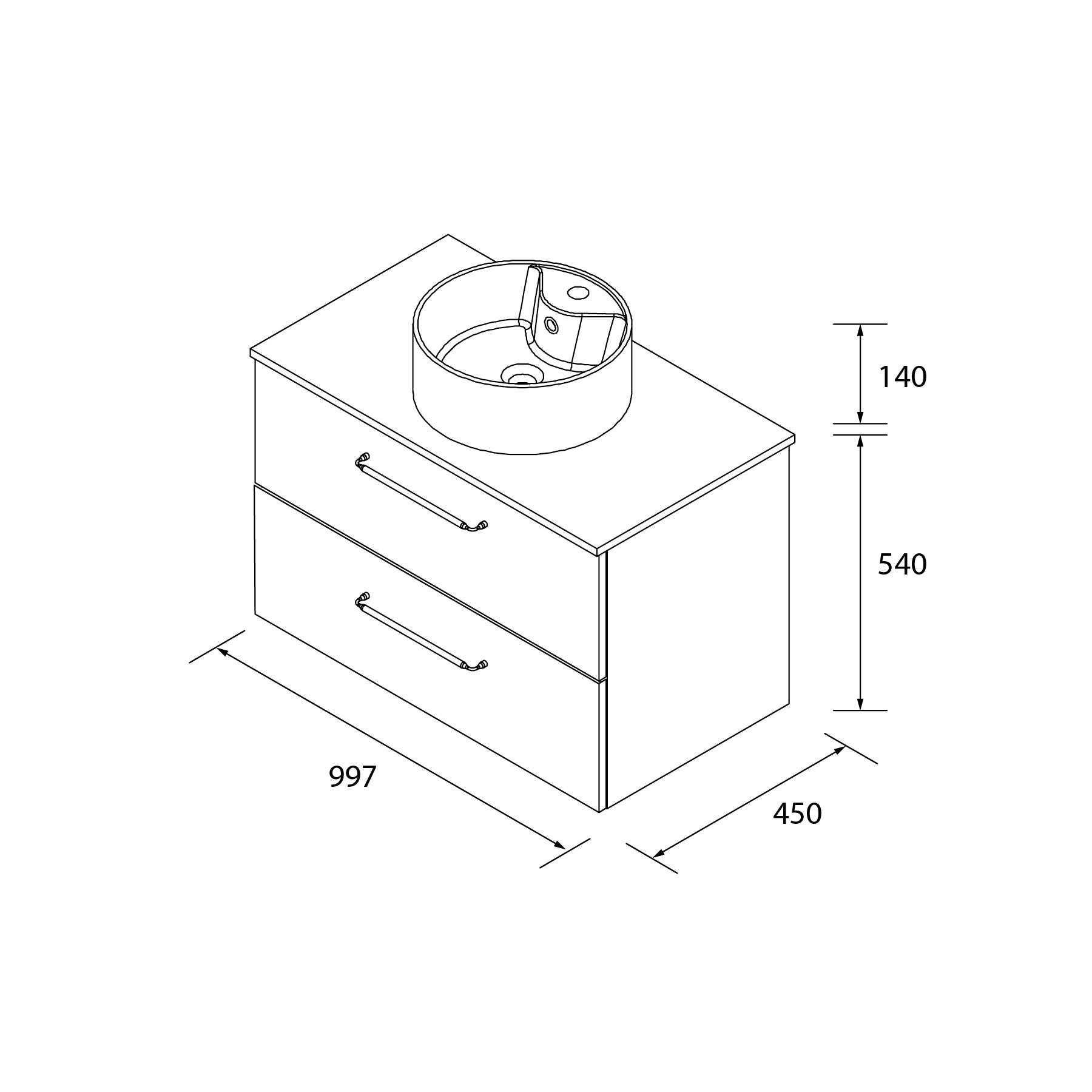 Meuble de salle de bain MORAI 100cm Chêne | Vasque à poser - 5