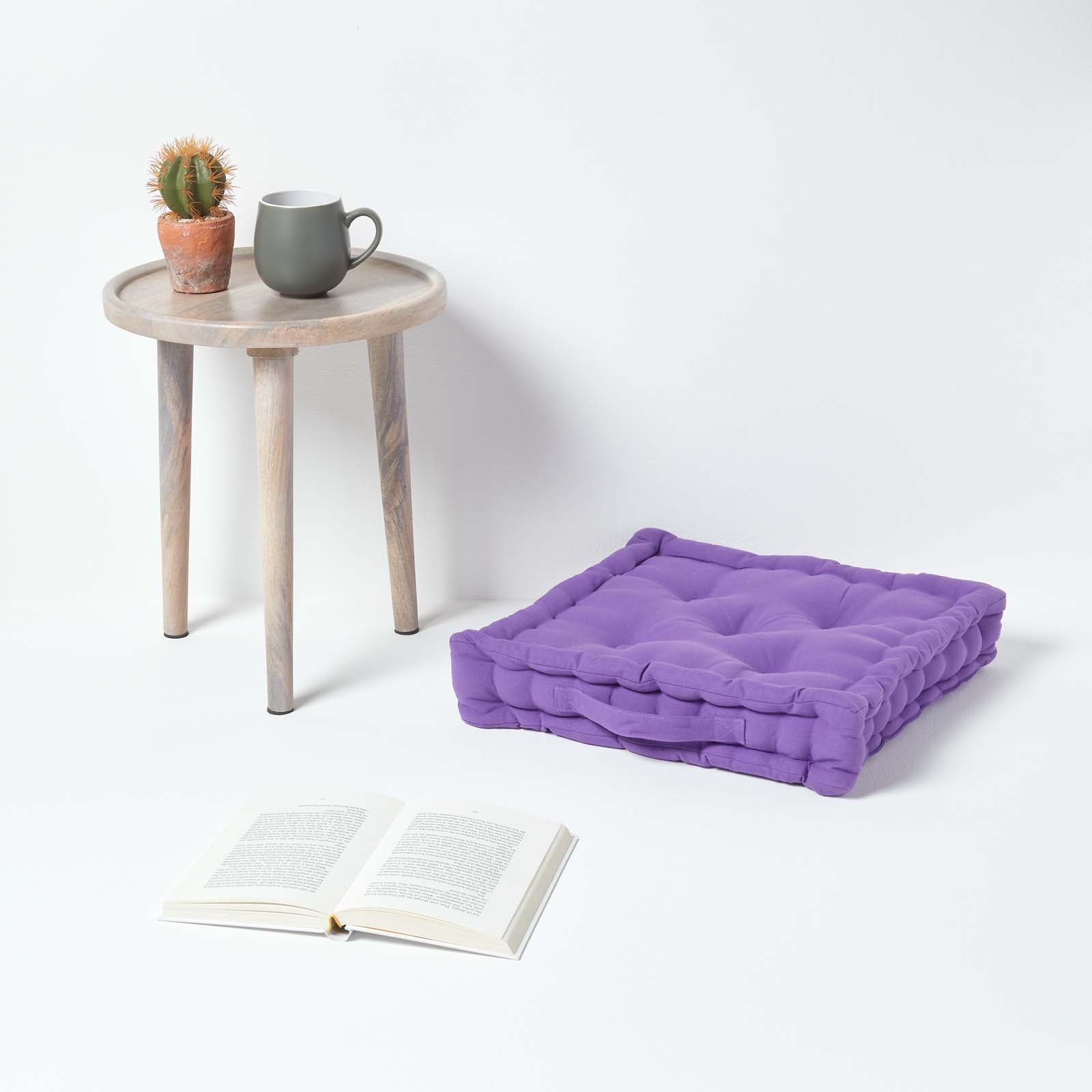 Homescapes Coussin de sol - Violet Uni - 40 x 40 cm - 2