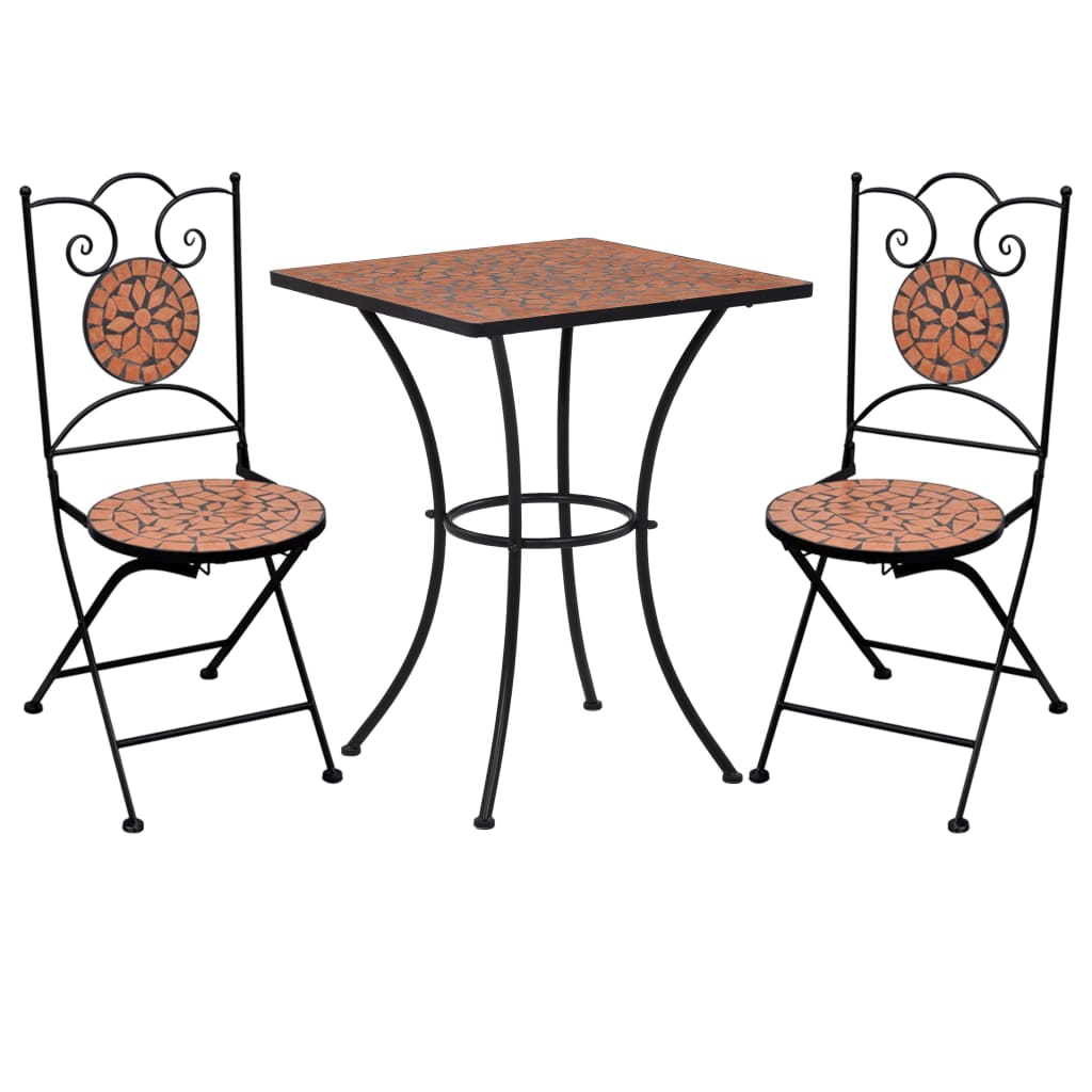 3-cz. mozaikowy zestaw mebli bistro, terakotowy, ceramika vidaXL