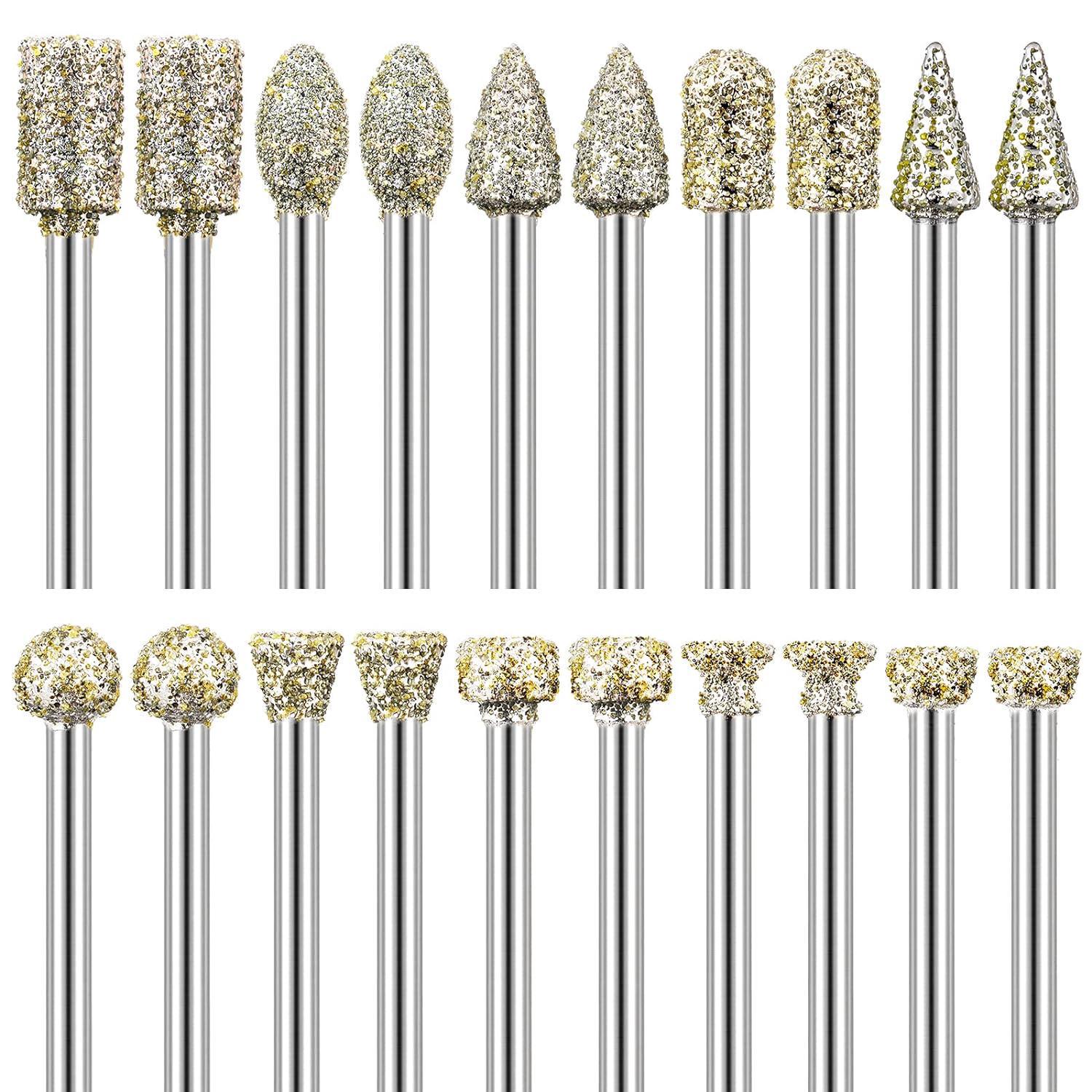 Lot De 20 Fraises Diamantées Pour Fraiseuse - Tige 1 Mm, Spirale, Neuf
