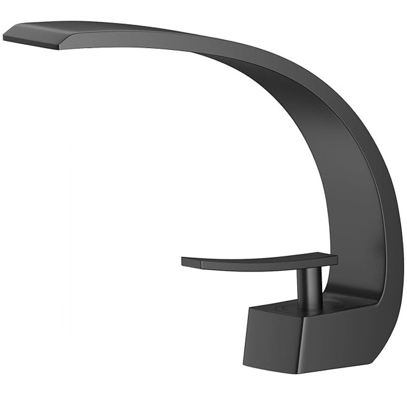 Nowoczesna zakrzywiona bateria kuchenna Moon, regulacja temperatury ciepłej i zimnej, mosiężna bateria zlewozmywakowa z wężem wlotowym 60 cm, czarna