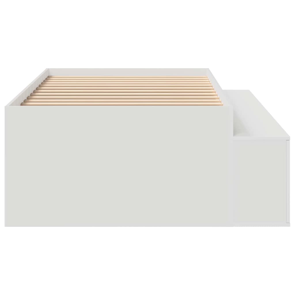 Cadre de lit avec tiroir blanc 90 x 190 cm panneau de bois - 6