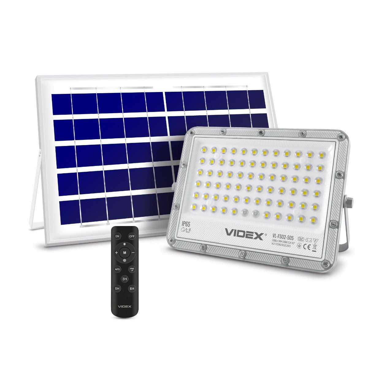 Naświetlacz solarny LED Solar szary LED 5000K 1000lm z pilotem IP65 wym: 20,7 x 16 x 2,25 cm aluminium Videx