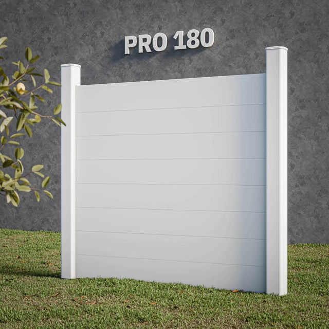 Kit Clôture PRO PVC Blanc H. 180 cm - 8 Soubassements - 11,30 m