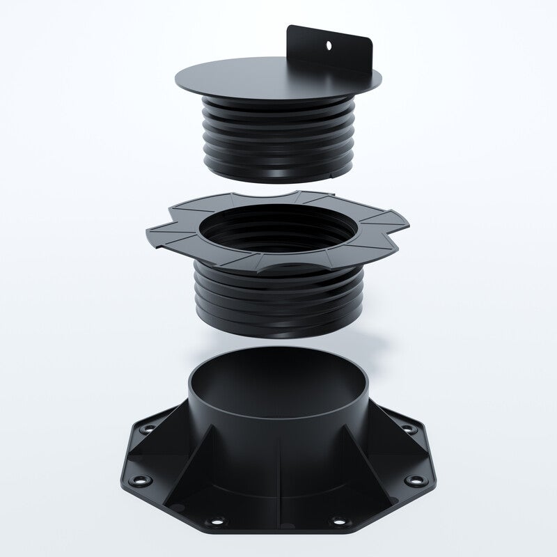 Supporto regolabile da 60 a 138 mm per terrazze in legno e composito - Nero - 3