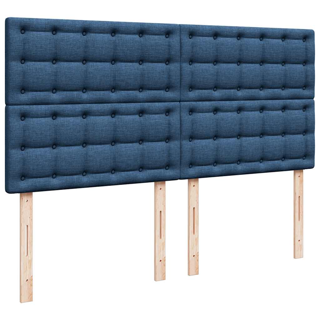 Maison Exclusive - Sommier à lattes de lit avec matelas Bleu 200x200 cm Tissu - 9
