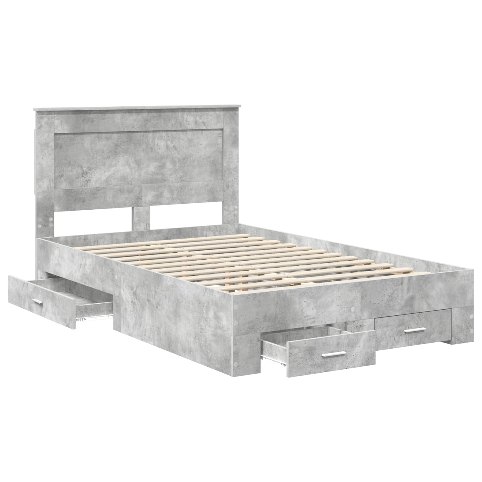 Cadre de lit gris béton 120 x 190 cm en panneau de bois - 5