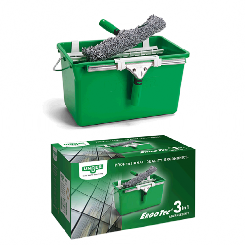 Kit complet pour nettoyage de vitres ERGOTEC 3 en 1 - Mouilleur, raclette et seau - UNGER - 2