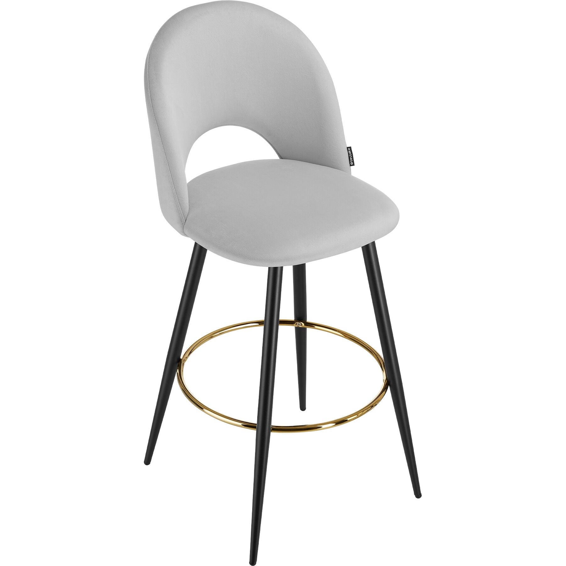 Lot de 2 chaises de bistrot en polyester et acier à l'aspect velours rembourré avec repose-pieds TECTAKE - 9