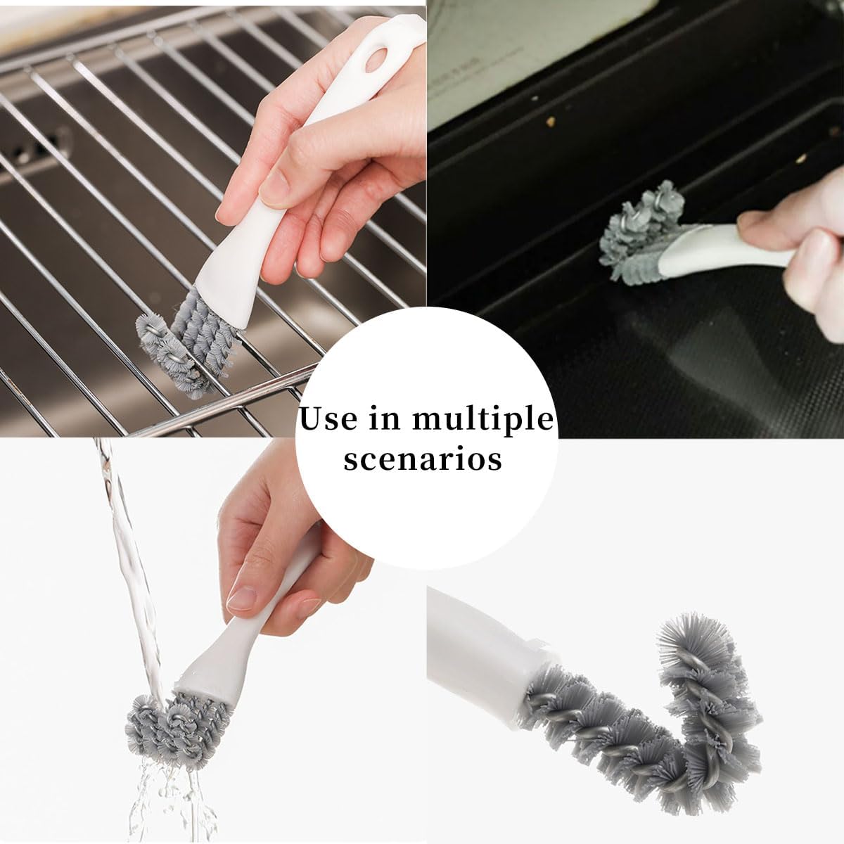 Brosse de Nettoyage Multifonctionnelle - 2pcs pour Barbecue, Cuisinière, Évier, Coin Mort et Grille avec Petite Tête - 5