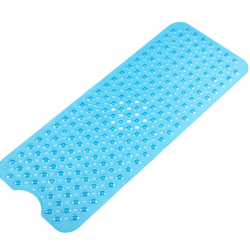 Mata łazienkowa antypoślizgowa 40 x 16 cali z przyssawką i otworem odpływowym, dla seniorów i dzieci, niebieska