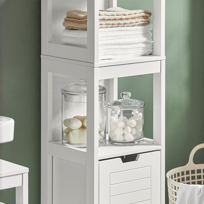 Mueble Columna de baño Armario para baño-3 estantes y 2 cajones FRG126-W SoBuy - 4