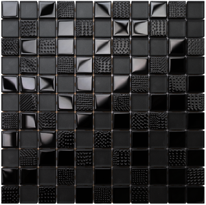 Lot De 250 Carreaux Mosaïque Jade Glacé 1,5cm - 500g - Verre Pour Travaux Manuels Noir