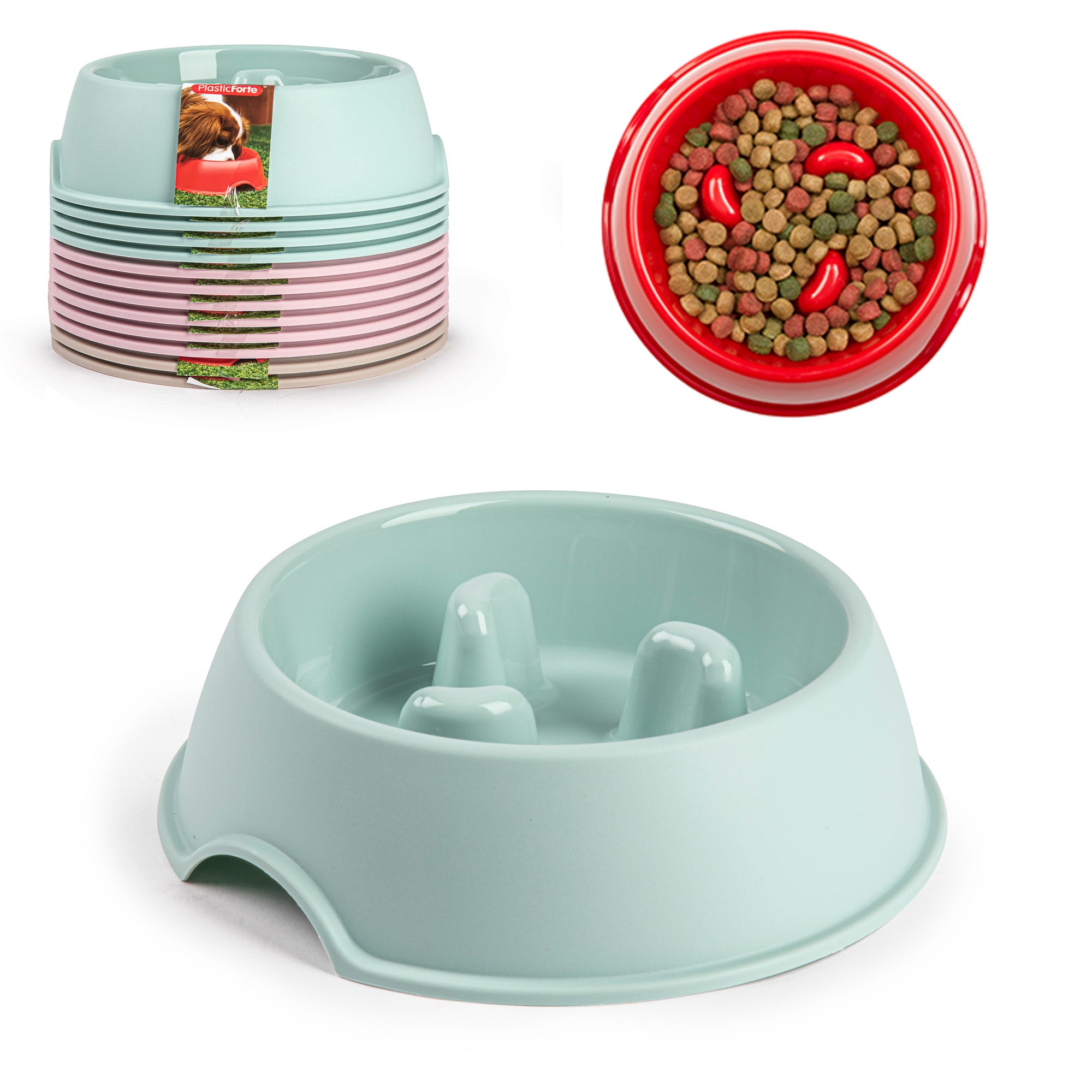 Dish Cache Ensemble de 12 Bols Antivoracité Vert/Rose/Taupe | Leroy Merlin