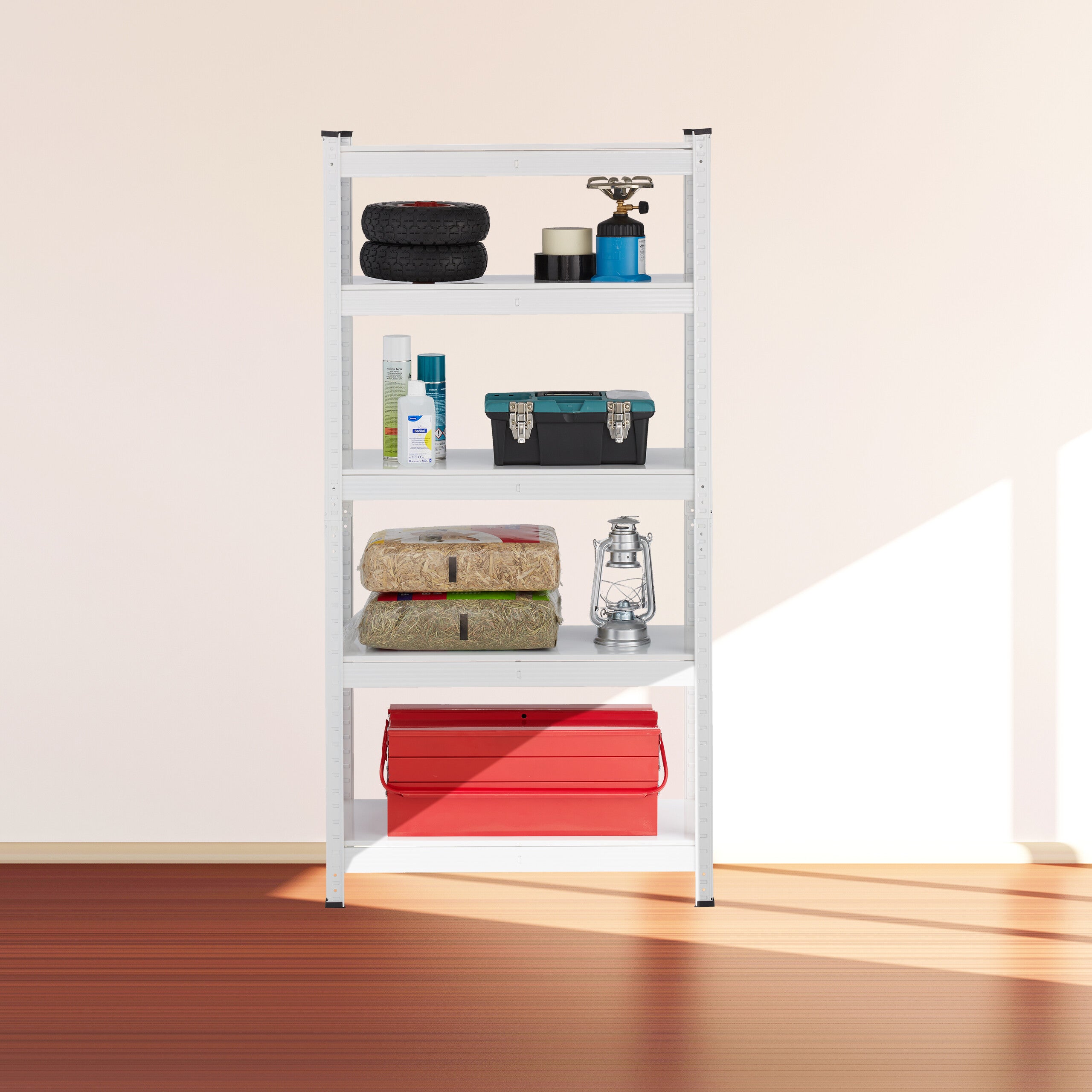 Étagère à charge lourde, HxLxP : 150x75x30 cm, jusqu'à 875 kg, 5 niveaux, cave, garage, stockage, acier, bleu, Relaxdays | Leroy Merlin