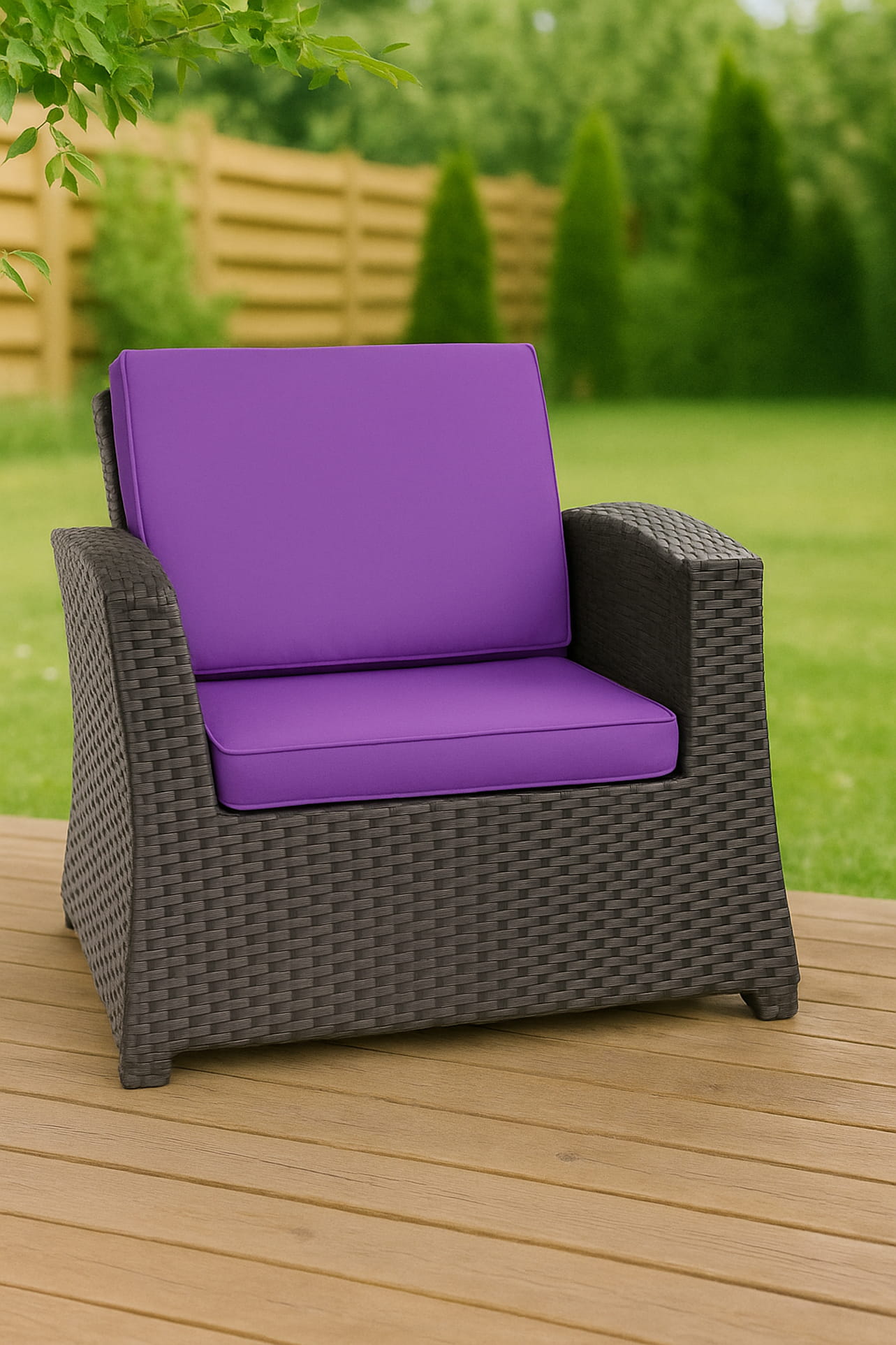 Cuscino per sedia in polyrattan 56x52x7cm Set da 4 cuscini per sedia- Cuscino per poltrona da giardino Viola/ cuscino schienale seduta per esterni - 4