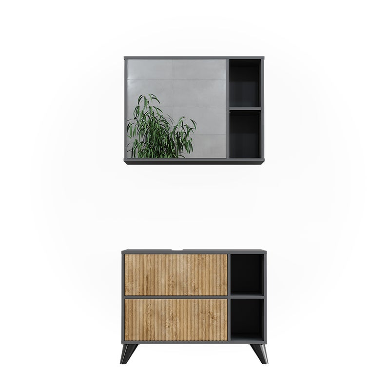 Vicco Zestaw mebli łazienkowych Leano, Antracyt/dąb górski, Zestaw 1