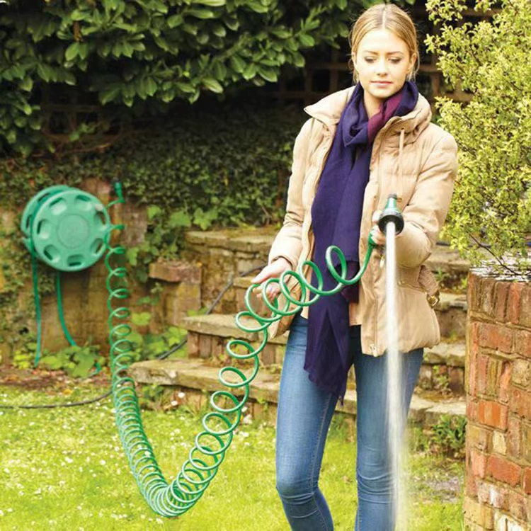 Tuyau d'arrosage extensible en spirale, tuyau d'arrosage flexible en EVA de 15 m avec adaptateur 3/4